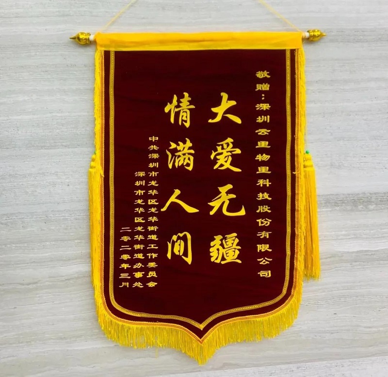 錦旗飄飄顯大愛，防疫抗災贊云里
